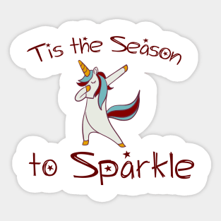 Dabbing Unicorn Christmas Season Sparkle Sticker